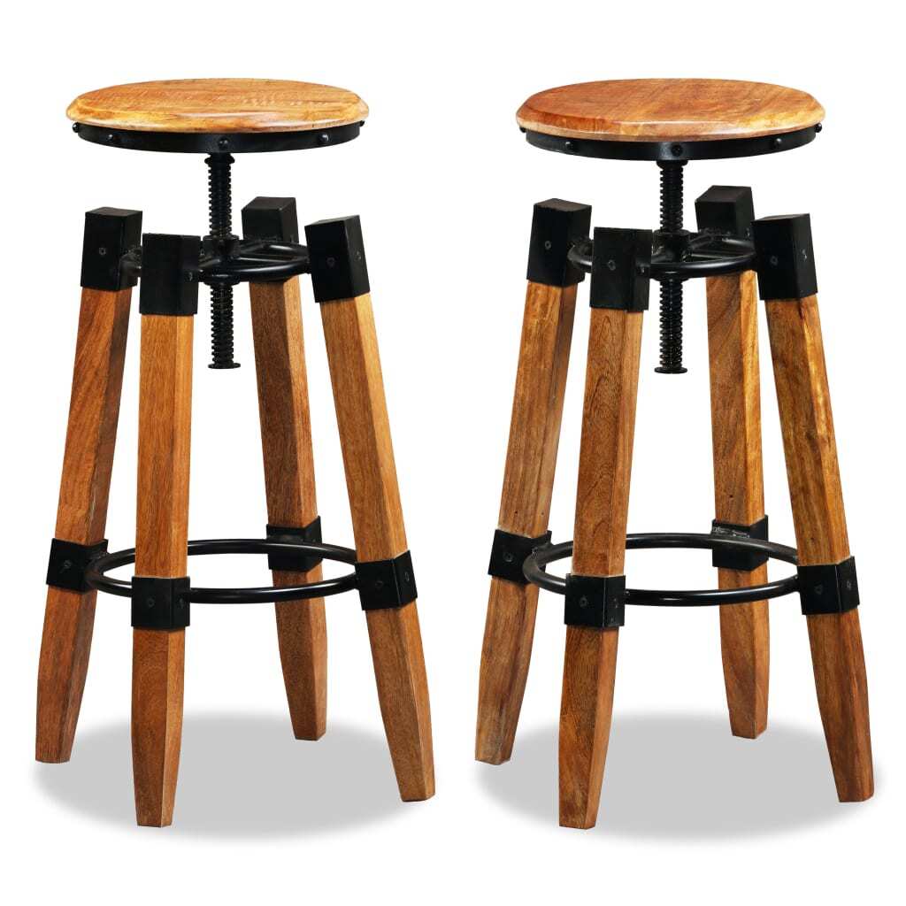 vidaXL Bar Stools 2 pcs Solid Mango Wood