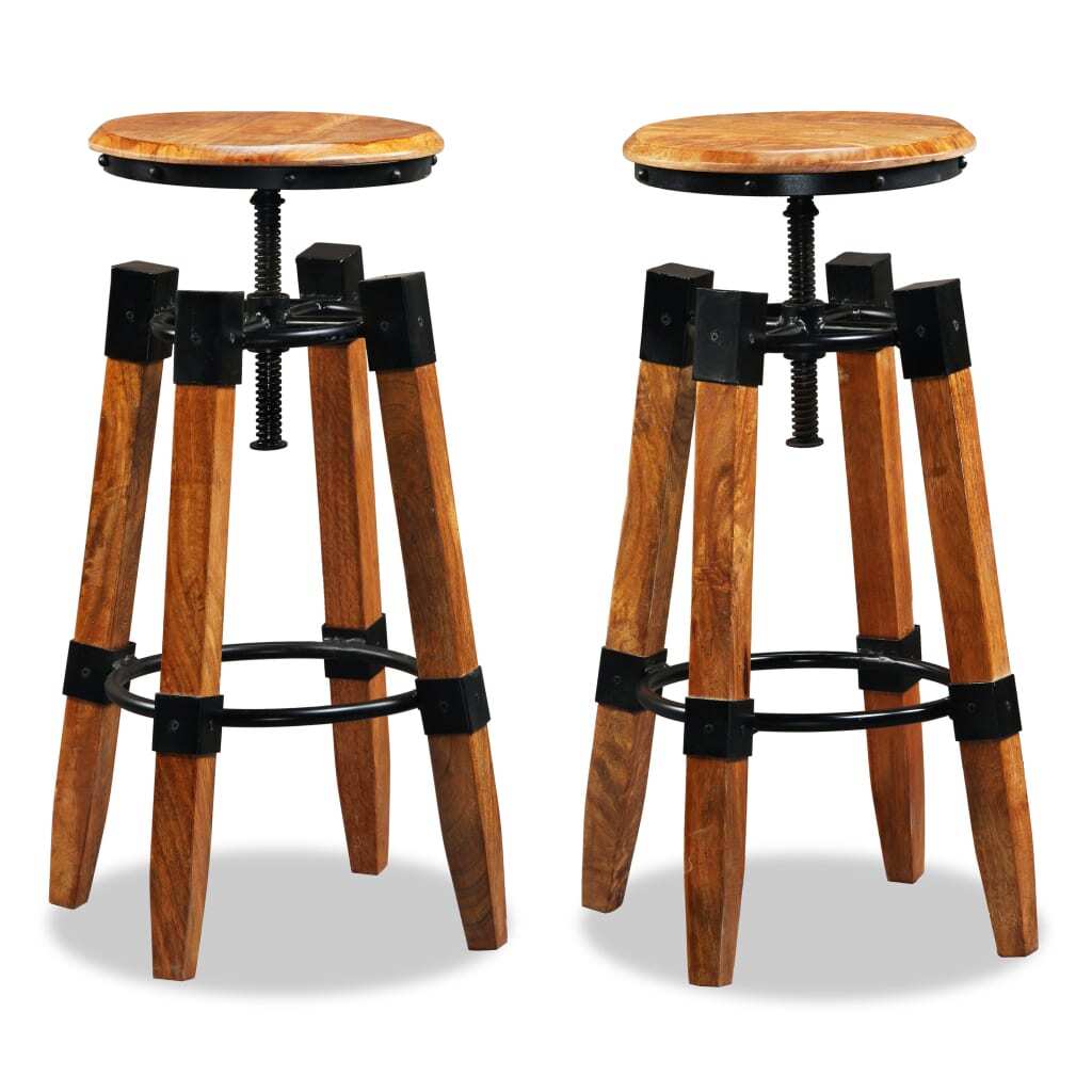 vidaXL Bar Stools 2 pcs Solid Mango Wood