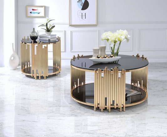 25' X 25' X 22' Black Glass And Gold End Table