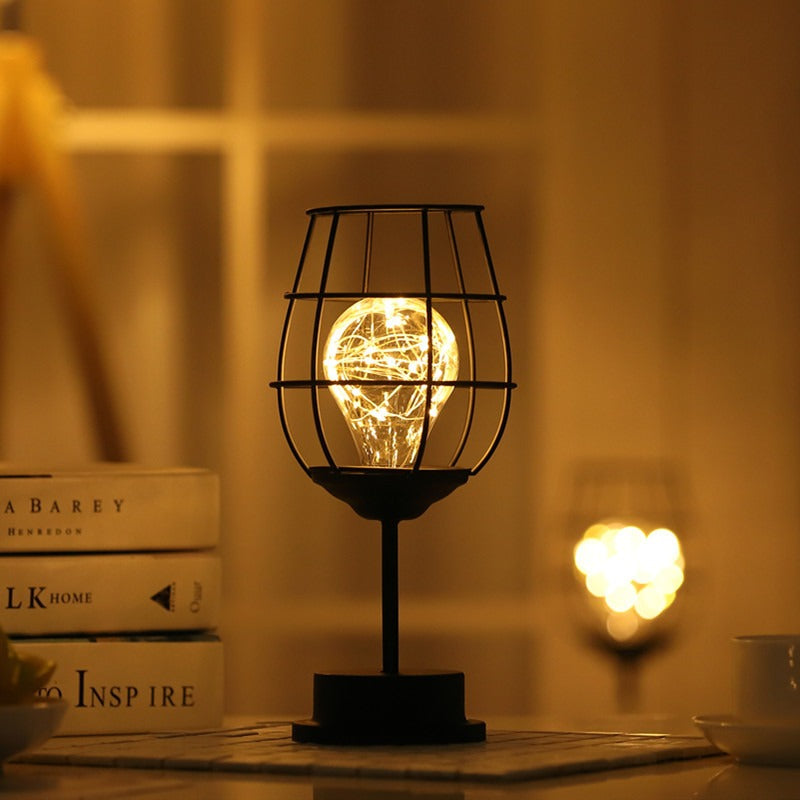 New Creative Night Light Ins Girl Heart Led Iron Night Light Red Wine Cup Red Wine Bottle Gift Decorative Light