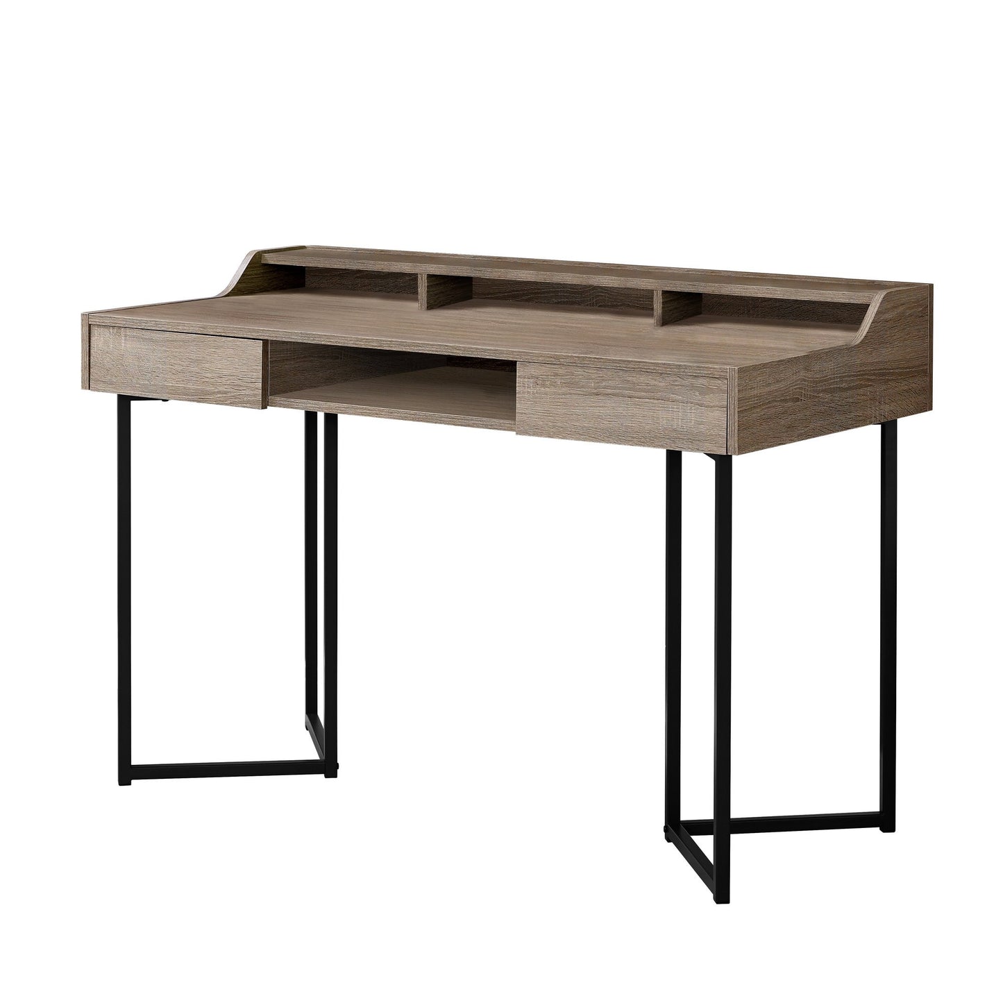 22" x 48" x 32.75" Dark Taupe Black Metal  Computer Desk