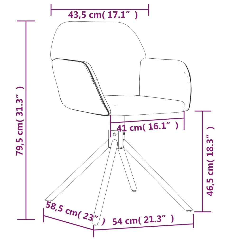 vidaXL Swivel Dining Chairs 2 pcs Light Grey Velvet