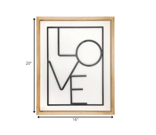 Metal LOVE on White Framed Wall Art