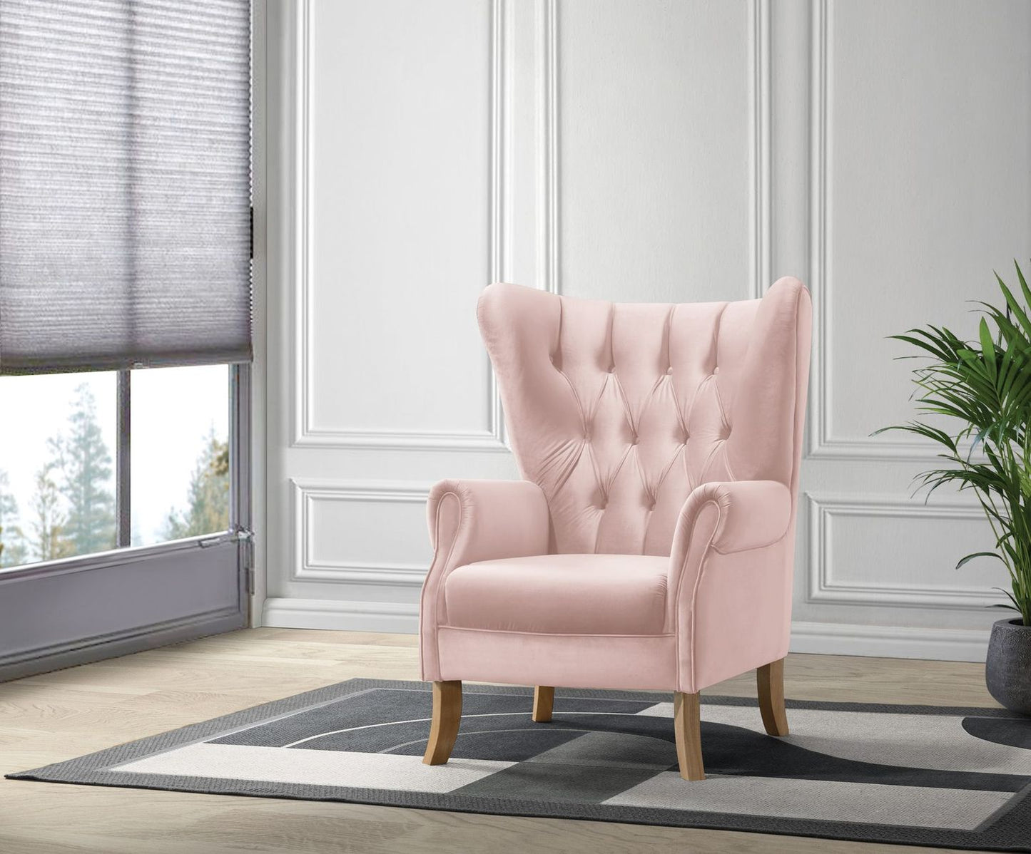 Adonis Accent Chair, Blush Pink Velvet 59516