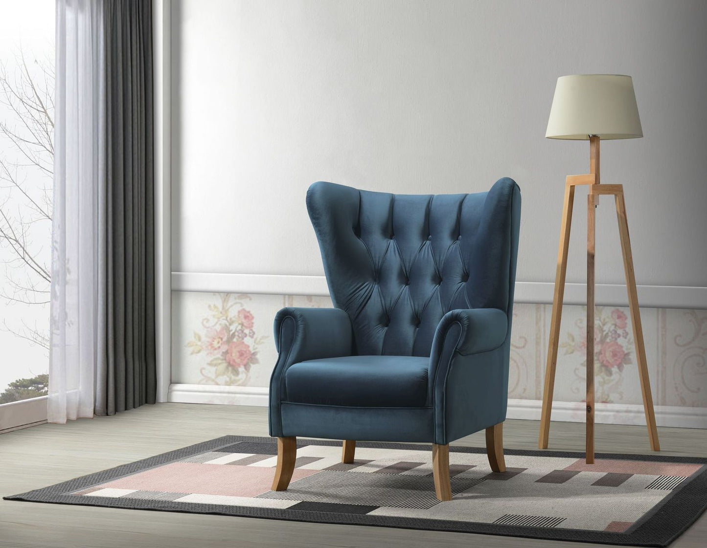 Adonis Accent Chair, Azure Blue Velvet 59518