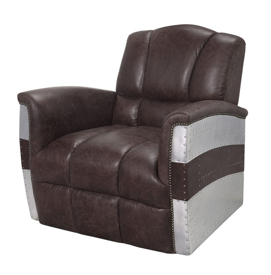 Brancaster Accent Chair, Retro Brown Top Grain Leather & Aluminum 59716