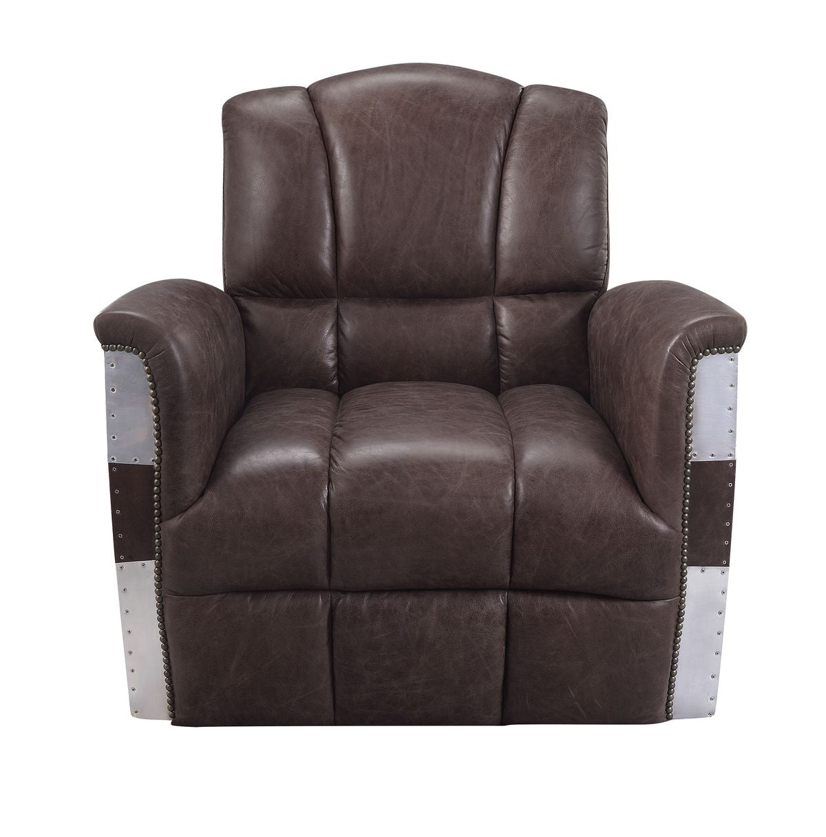 Brancaster Accent Chair, Retro Brown Top Grain Leather & Aluminum 59716