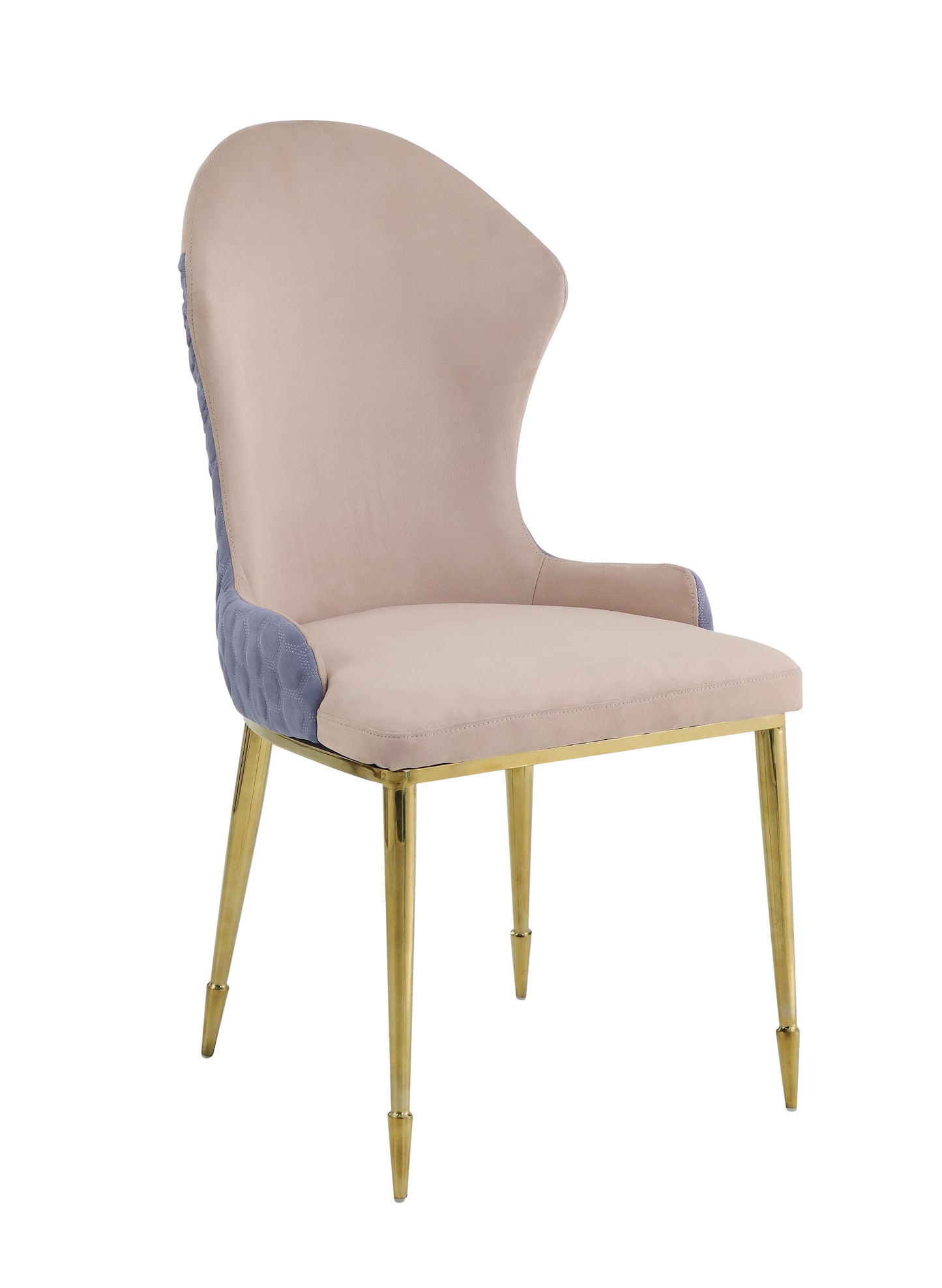 Caolan Side Chair (Set-2), Tan, Lavender Fabric & Gold  72469