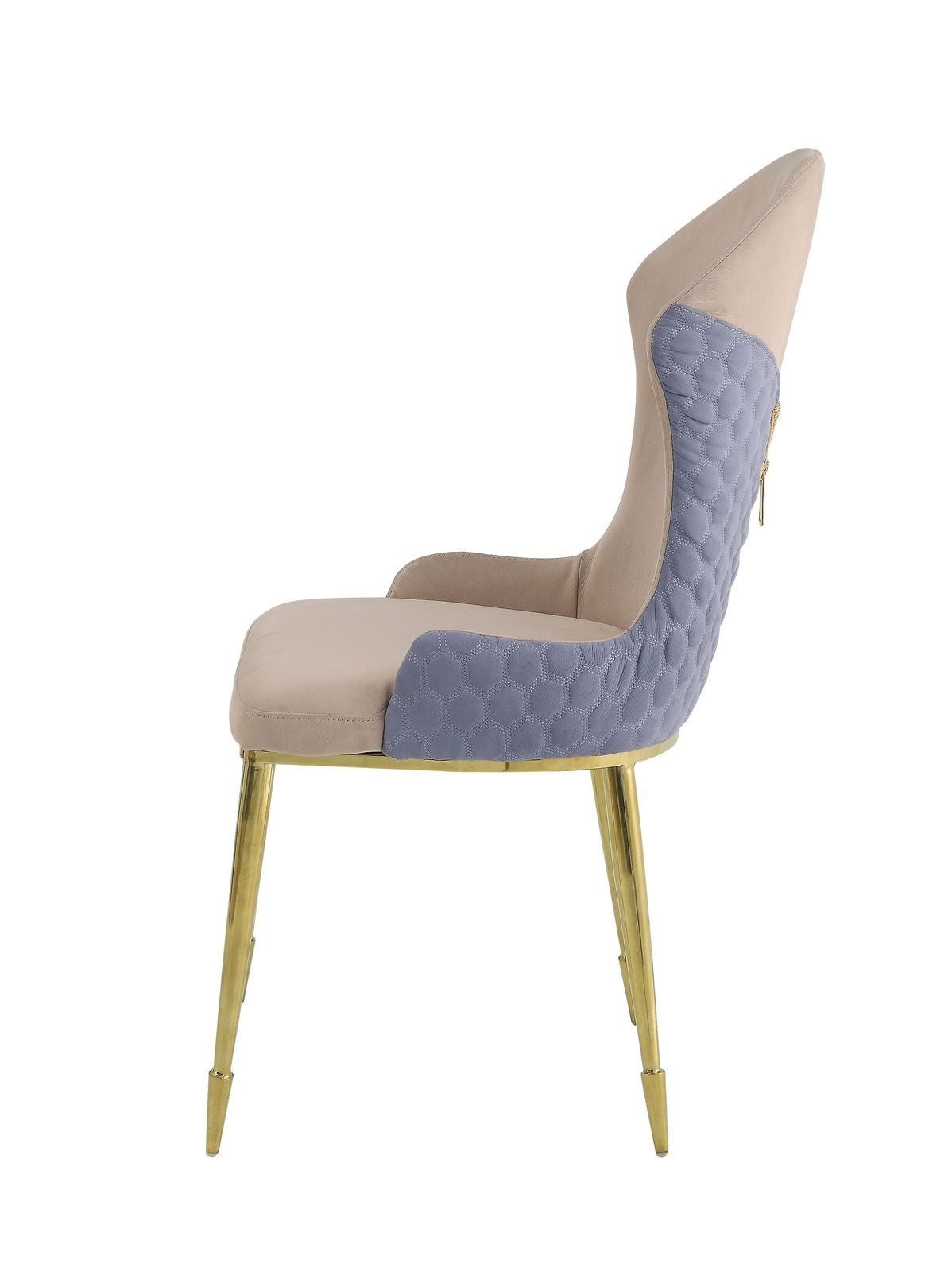 Caolan Side Chair (Set-2), Tan, Lavender Fabric & Gold  72469