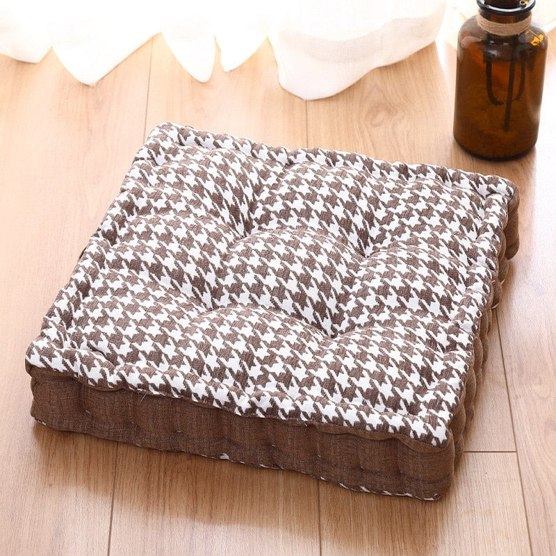 Plaid chenille Seat Floor Cushions Throw Pillow Tatami Meditation Yoga Sofa Chair Square Thickened Patio Pouf Cushion Handle