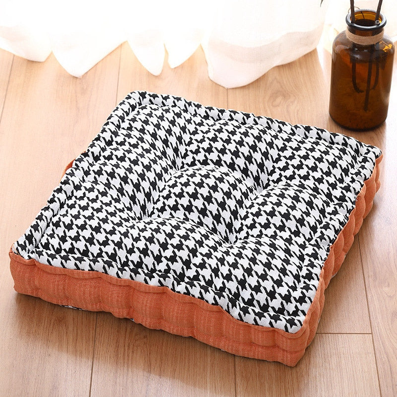 Plaid chenille Seat Floor Cushions Throw Pillow Tatami Meditation Yoga Sofa Chair Square Thickened Patio Pouf Cushion Handle