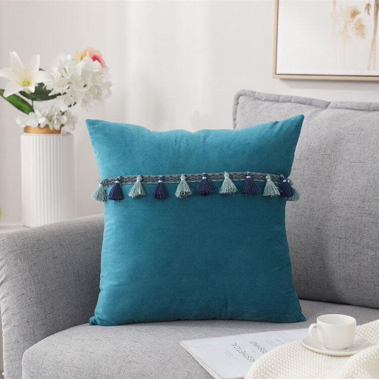 INS Nordic Soft Velvet Tassel Pillowcase Decoration Sofa Living Room Car Housse De Coussin 30x50 Decorative Pillows Home Decor