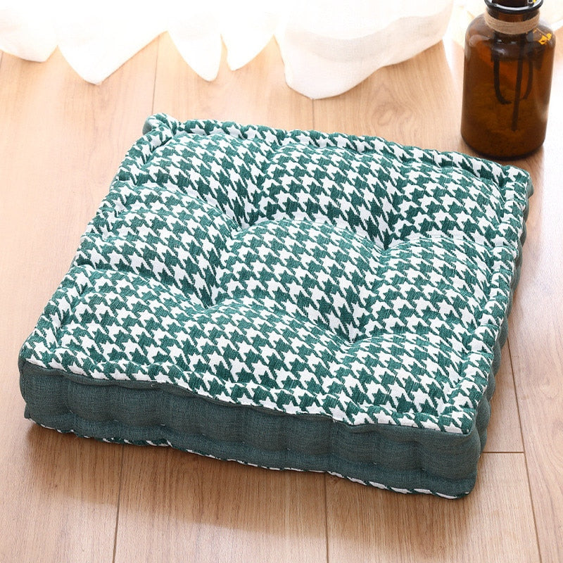 Plaid chenille Seat Floor Cushions Throw Pillow Tatami Meditation Yoga Sofa Chair Square Thickened Patio Pouf Cushion Handle