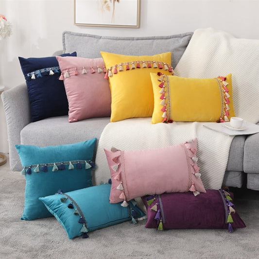 INS Nordic Soft Velvet Tassel Pillowcase Decoration Sofa Living Room Car Housse De Coussin 30x50 Decorative Pillows Home Decor