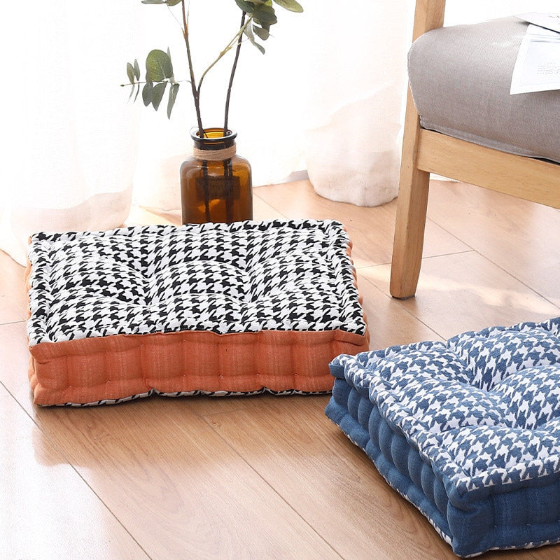 Plaid chenille Seat Floor Cushions Throw Pillow Tatami Meditation Yoga Sofa Chair Square Thickened Patio Pouf Cushion Handle