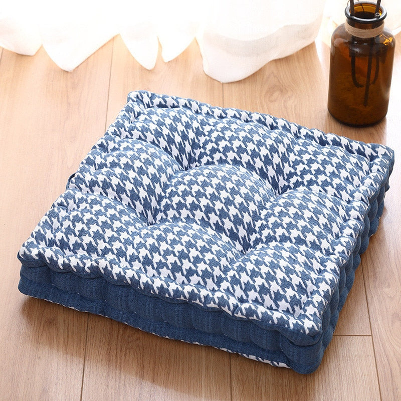 Plaid chenille Seat Floor Cushions Throw Pillow Tatami Meditation Yoga Sofa Chair Square Thickened Patio Pouf Cushion Handle