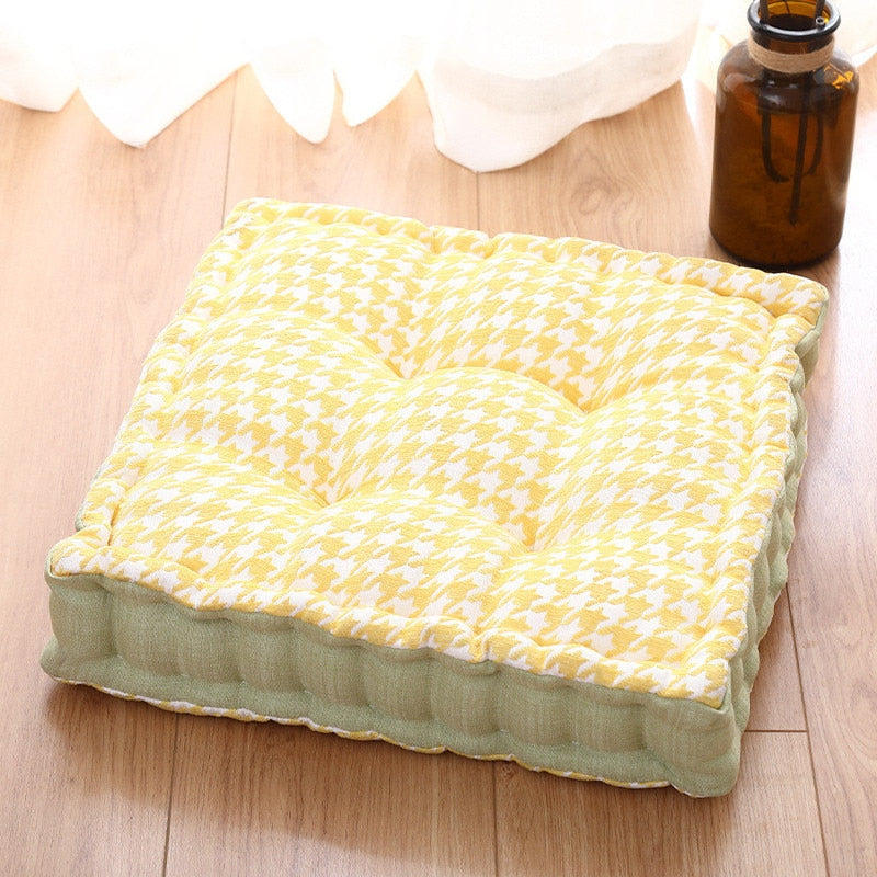 Plaid chenille Seat Floor Cushions Throw Pillow Tatami Meditation Yoga Sofa Chair Square Thickened Patio Pouf Cushion Handle