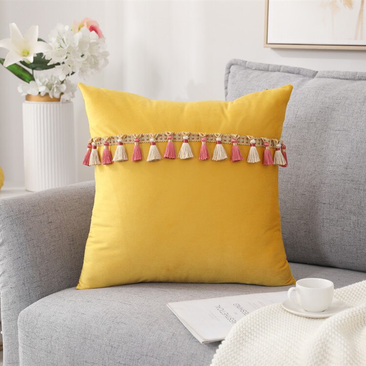 INS Nordic Soft Velvet Tassel Pillowcase Decoration Sofa Living Room Car Housse De Coussin 30x50 Decorative Pillows Home Decor