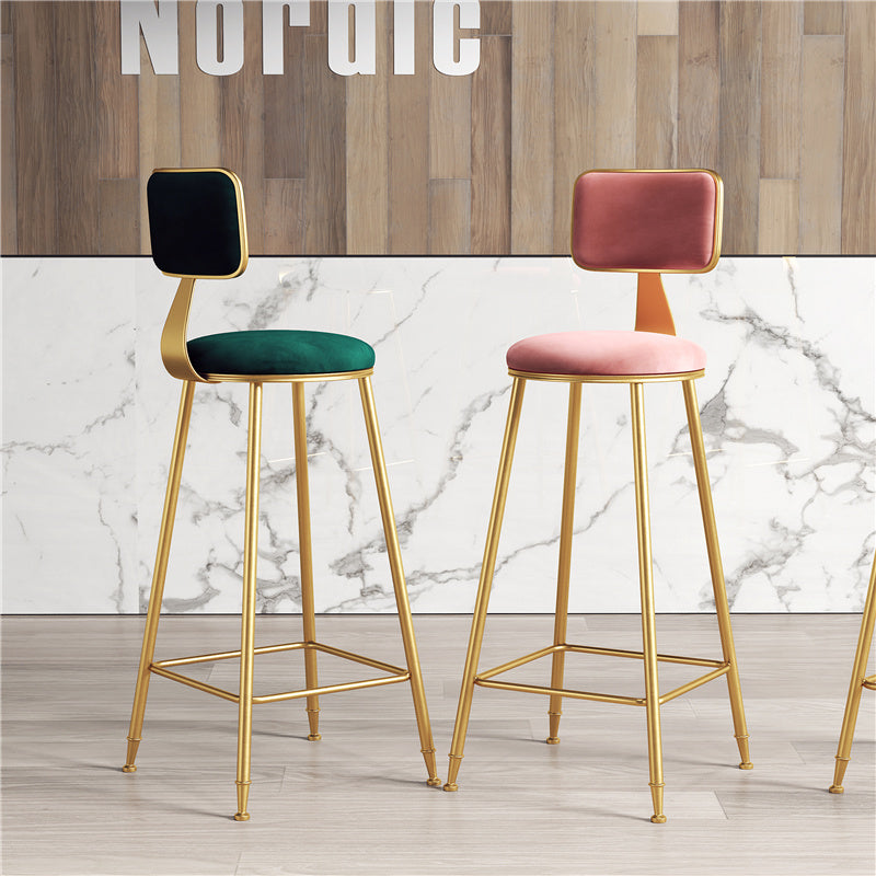 Northern Europe bar counter Chair stool ins Simplicity Internet celebrity Light luxury restaurant tea with milk Front desk chair golden backrest High foot stool