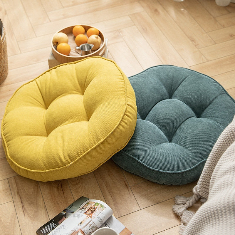 Nordic Plain Velvet Tatami Cushion Pillow Thickened Winter Sofa Back Cushion Floor Meditation Cushion Futon Round 55*55