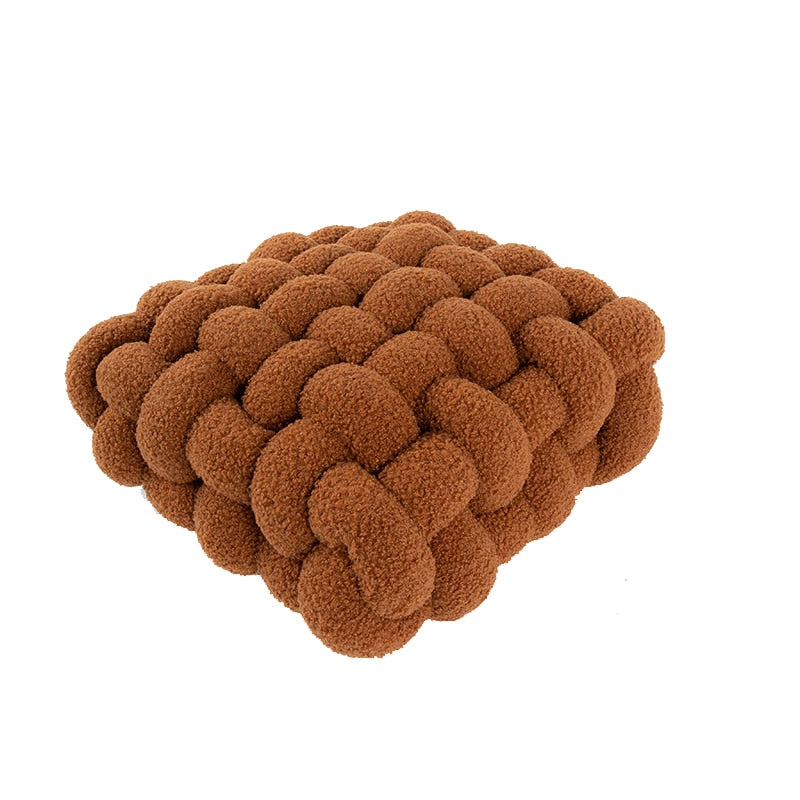 Plush Square Hand Woven Knot Pillow